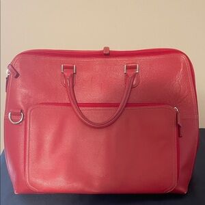 Chic Red Levenger Tote Bag with Black Interior laptop bag
